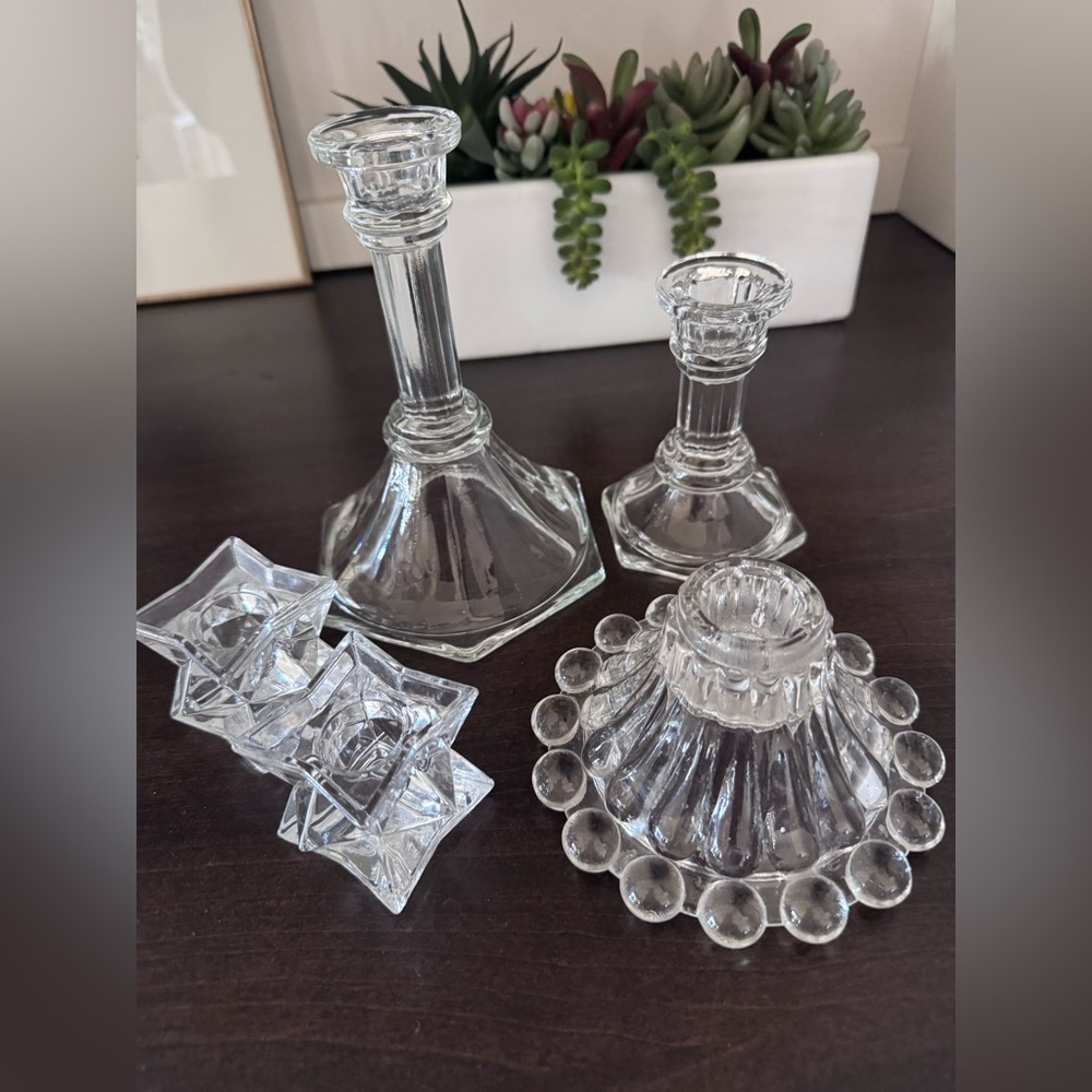 Vintage Avon & Glass Candle Holder Collection 5 total